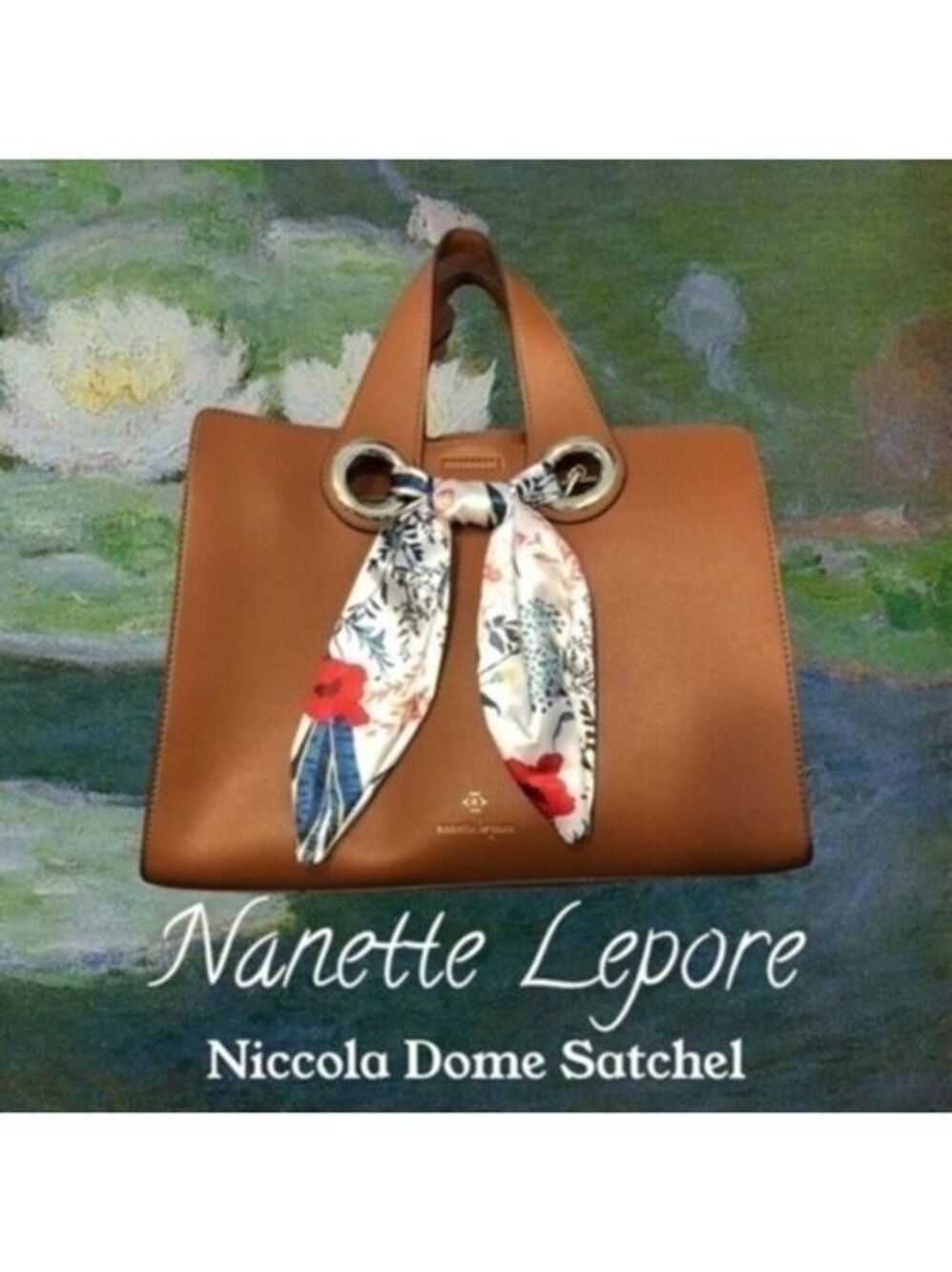 NANETTE LEPORE Niccola Vegan Leather Removable Scarf Satchel/Bag/Handbag NWT